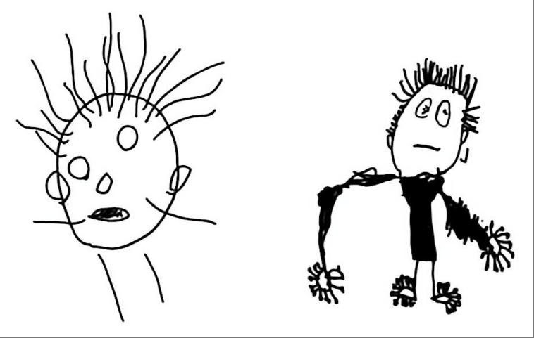 “头发生长型”和“多指型”人物画